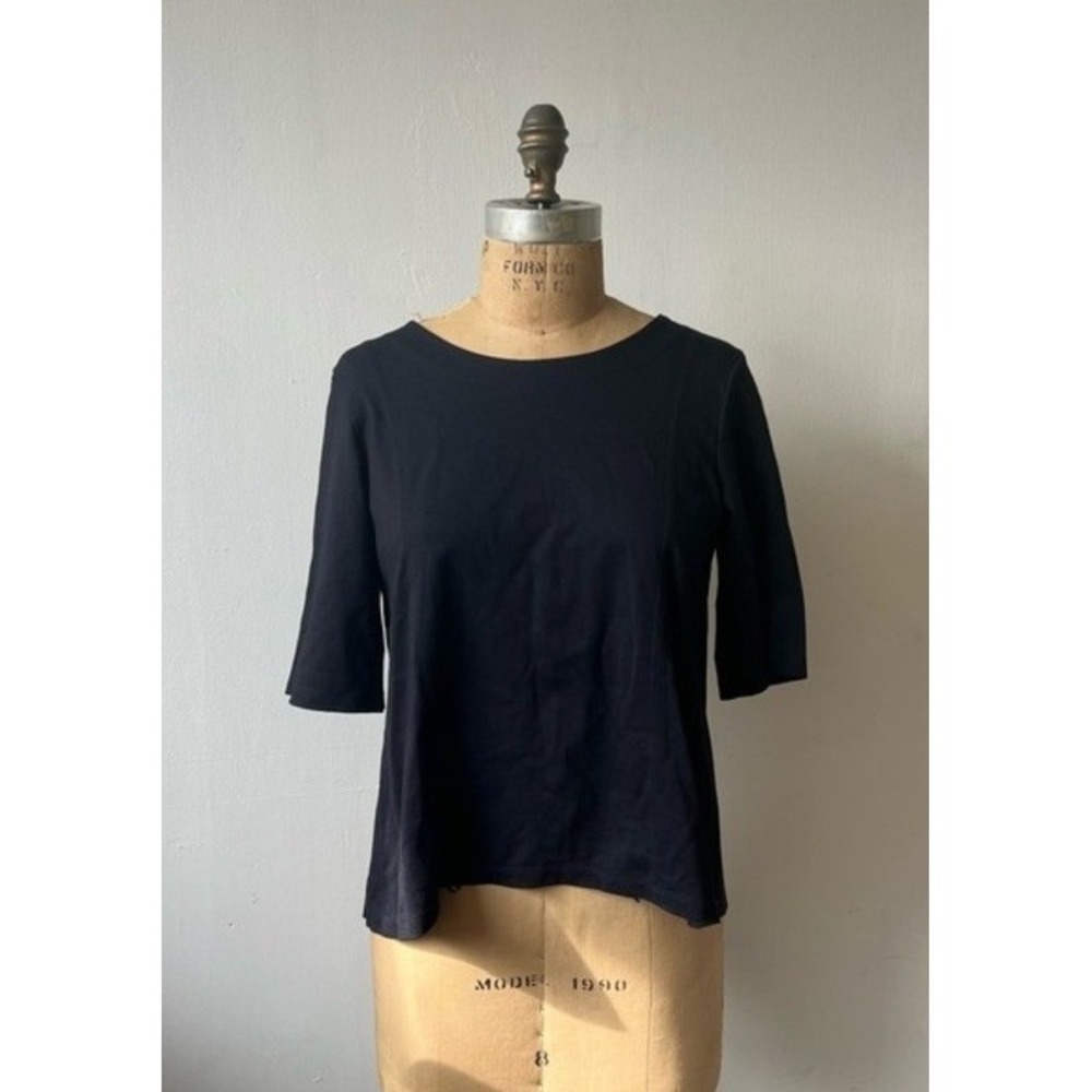 Club Monaco Black Short-Sleeve Crewneck Top